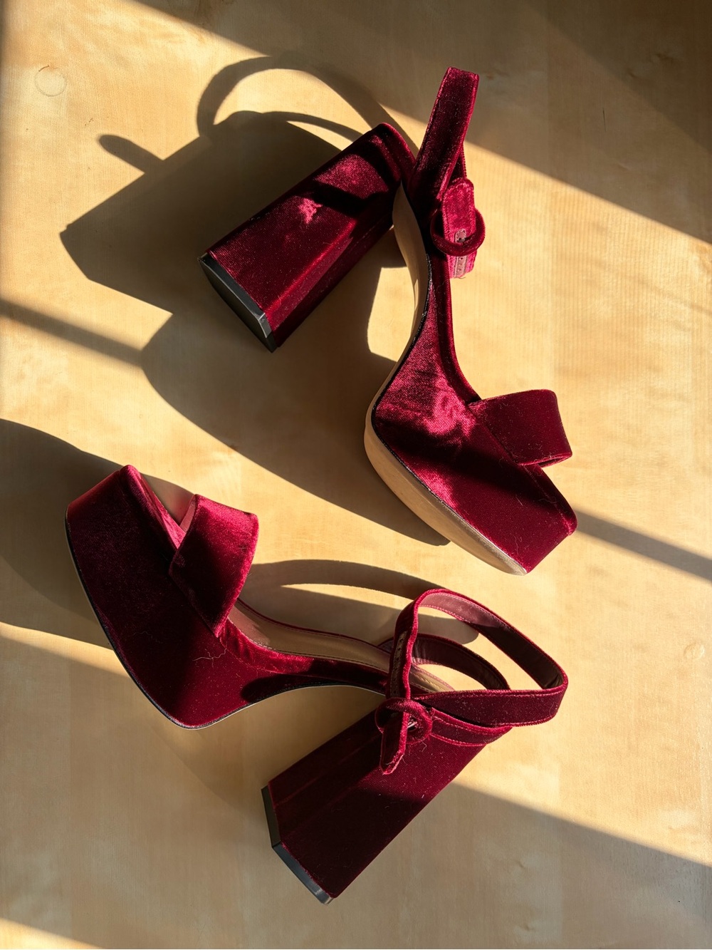 Larroude Dolly Sandal in wine velvet